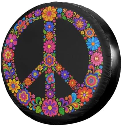 Colorful Peace Flower Spare Tire Cover Dust-Proof Wheel Tire Cover Fit Trailer by Foruidea