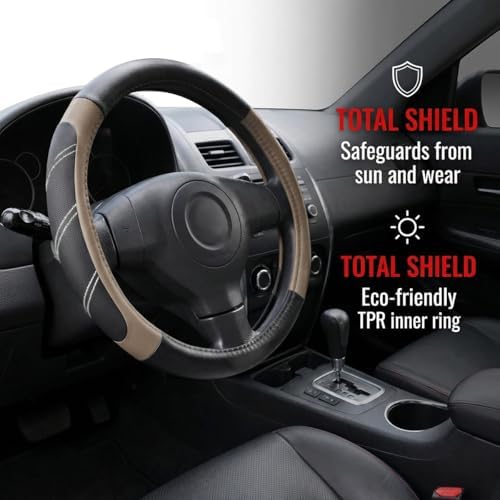 14.5-15 Inch Leather Steering Wheel Cover, Non Slip - Image 3