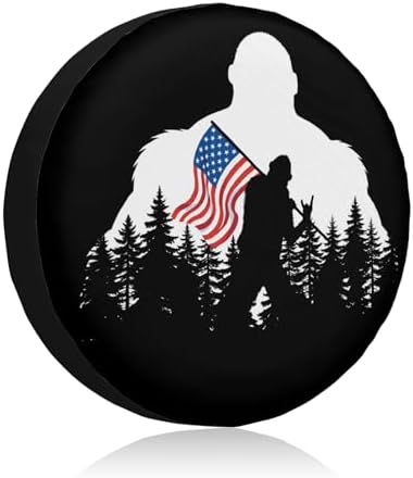 American Flag Spare Tire Cover Bigfoot Hiking Wheel Covers 14 Inch by Unknown