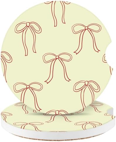 Cute Bowknot Car Coasters, Absorbent 2 Pack by Watbro