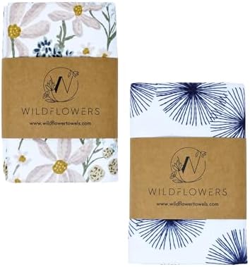 Wildflowers Microfiber Kitchen Towels | Pink & Blue Color Pattern| Waffle by FlourishPetProducts