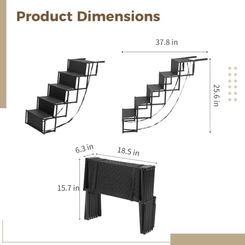 Foldable Dog Stairs for Large Dogs, 5-Step Wide Pet Ramp for Vehicle Trunk - Image 4