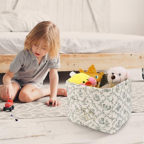 Storage Basket Boho Fabric Large Collapsible Floral Laundry Nursery Hamper - Image 2
