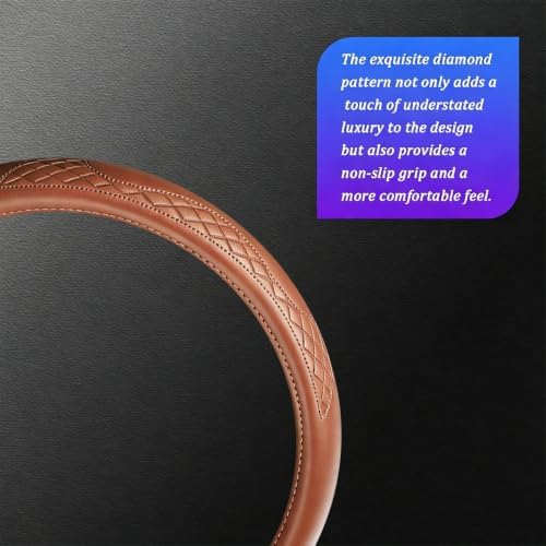 AUCELI 14.5-15 Inch Steering Wheel Cover Non-Slip Leather - Image 3