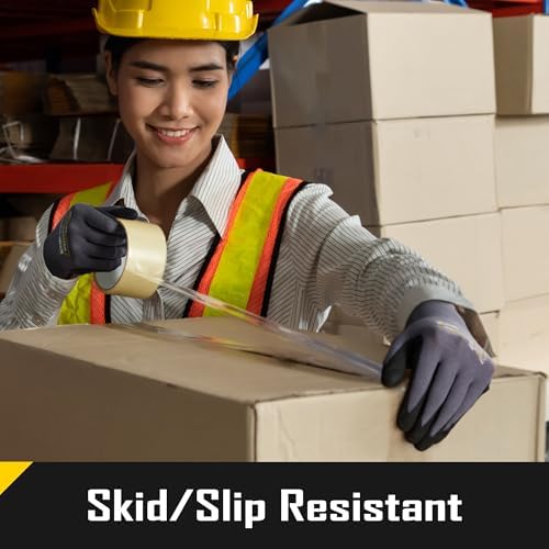 COOLJOB 6 Pairs Nitrile Rubber Coated Nylon Safety Work Gloves Pack Bulk - Image 4