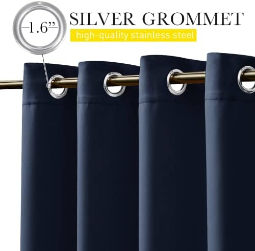 NICETOWN Weighted Curtains for Patio Waterproof W66xL84 Navy 2 Panels - Image 3