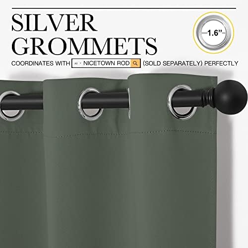 NICETOWN Blackout Draperies Curtains, 1 Pair, 55 x 120-inch, Dark Mallard - Image 3
