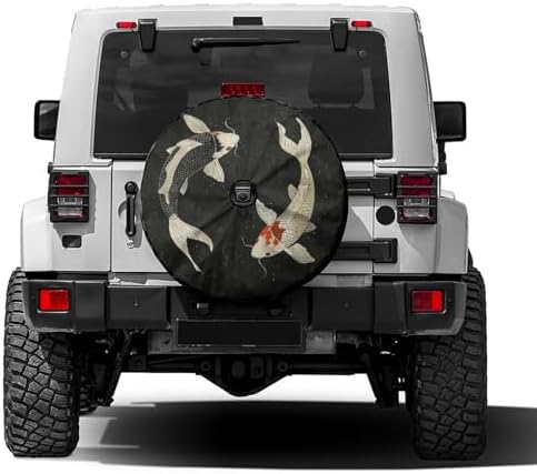 Delerain Spare Tire Cover with Backup Camera Hole Two Koi Fish Wheel Covers Sun by Delerain