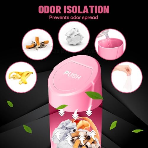 Car Trash Can Bin with Lid-2 Packs Car Garbage Can Cup Holder-Rose Red Mini - Image 4