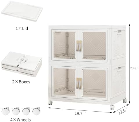 Stackable Storage Bins with Doors & Lids & Wheels - Image 3