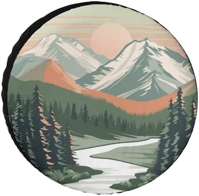 Camper Spare Tire Cover Mountain Adventure Waterproof Polyester Wheel by HighonHi