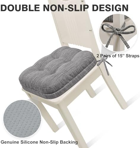 Shinnwa Kitchen Chair Cushions Set of 4, Dual-Layer Memory Foam Dining Chair - Image 5