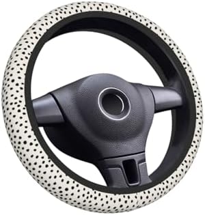Elastic Steering Wheel Cover, 15 Inch Non-Slip, Cute Black Polka Dot by Unknown