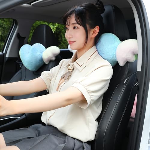 2 Pack Heart Shaped Cute Car Headrest Pillow - Image 3