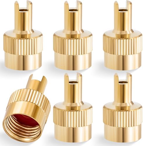 6PCS Tire Valve Stem Caps, Nickel Brass Slotted Slot Valve Stem Caps by MEAJOO