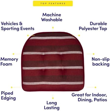 Sweet Home Collection Chair Cushion Memory Foam Pads Tufted Slip Non Skid - Image 5
