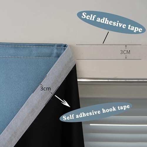 AJAZZ 100% Blackout Self Adhesive Curtains Small Window Short Temporary Black - Image 5