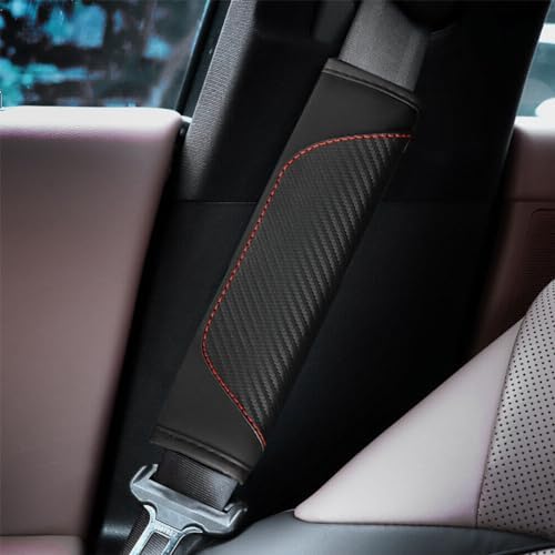 Osilly 2PCS Carbon Fiber Leather Seat Belt Shoulder Pads - Image 6
