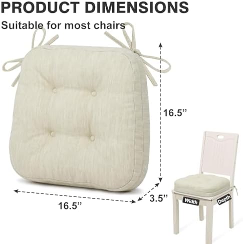Shinnwa Dining Chair Cushions Set of 4, Dual-Layer Memory Foam Kitchen Chair - Image 6