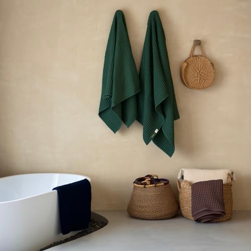 Luxury Organic Japanese Cotton Waffle Bath Towel | Thick, Quick Dry Bathroom - Image 4