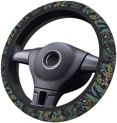 Vintage Daisy Leaves Flowers Steering Wheel Cover - Image 5