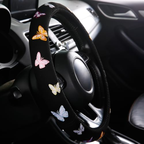 Embroidery Cute Steering Wheel Cover Stitched Butterfly Girly, Sweat Absorption - Image 5