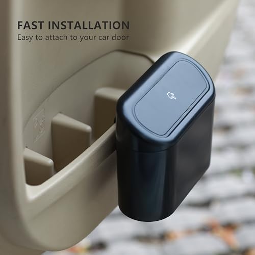 Ginsco Mini Car Trash Can with Lid, Small Car Garbage Can, Cute Leakproof ABS - Image 3
