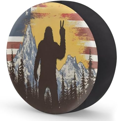 Bigfoot Flag Fun Spare Tire Cover Dust-Proof Wheel Protector - Image 2