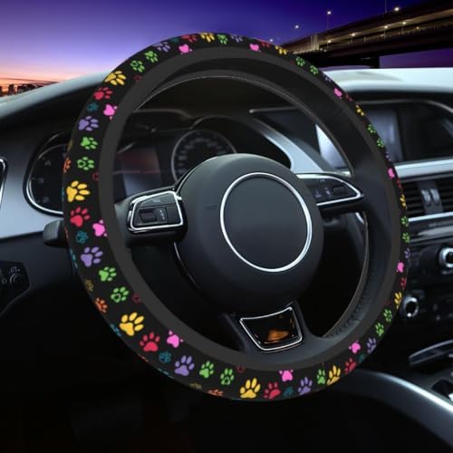 Dog Paw Print Steering Wheel Covers Universal 15 inch Non Slip Neoprene - Image 2