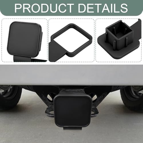 2 Inch Trailer Hitch Covers, Heavy Duty Tow Hook Dust Plug Cap, Rubber Receiver - Image 3