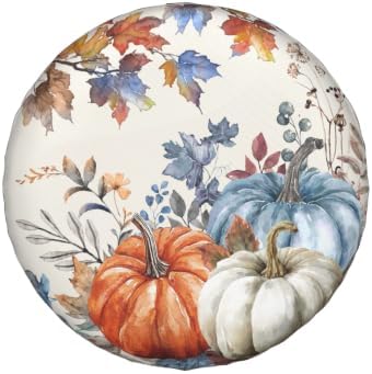 Fall Blue Orange Pumpkin Spare Tire Cover Maple Leaves Autumn Decoration Wheel - Image 2