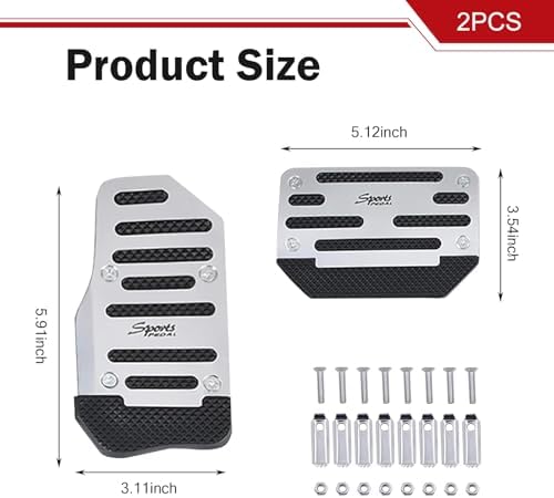 2 PCS Car Pedal Pads Set, Non-slip Alloy Gas and Brake Pedals Covers, Automatic - Image 2