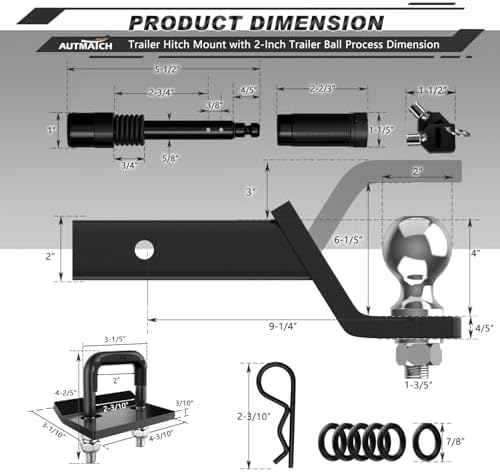 AUTMATCH Trailer Hitch Ball Mount - Image 3