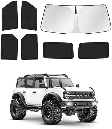 Canvcle Windshield Sun Shade for 2021-2025 2026 Ford Bronco 4 Door Side Rear by Canvcle