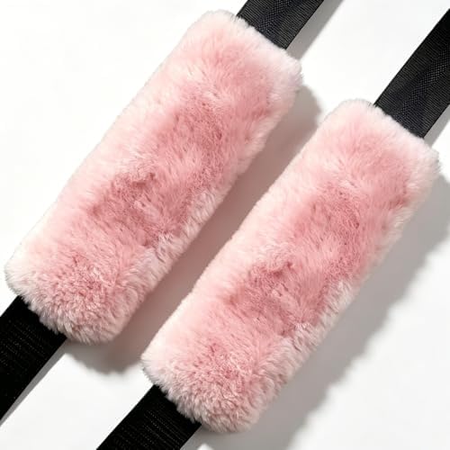 OGLAND 2 Pack Sheepskin Car Seat Belt Cover Pads | Wool Seatbelt Cushions - Image 2