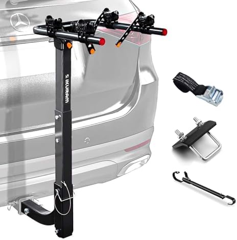 IKURAM R 2 Bike Hitch Mount Foldable Bicycle Carrier, Fits 2" Receiver by IKURAMR