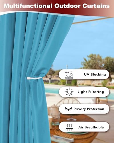 Grommet Outdoor Curtains for Patio Waterproof 8 Pcs 54x95 In Teal - Image 3