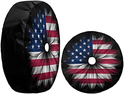 USA Flag on Abstract Flower Spare Tire Cover - Image 3