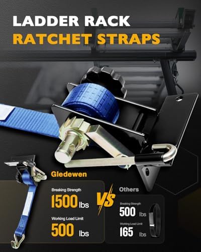 Lumber Rack Ratchet Straps, Ladder Rack Straps, Truck/Pipe/Roof Rack Straps - Image 2