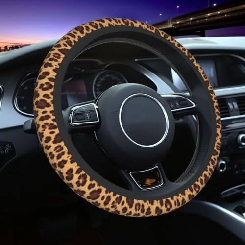 Leopard Steering Wheel Covers Non Slip Neoprene Steering Wheel Protector Cover by KUOAICY