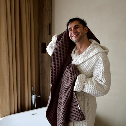 Luxury Organic Japanese Cotton Waffle Bath Towel | Thick, Quick Dry Bathroom - Image 3