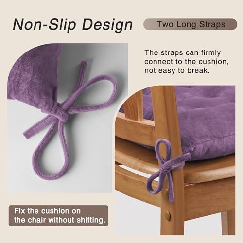 OVOV 4 Pack Chair Cushions for Dining Chairs 15.5"x15.5" Purple - Image 3