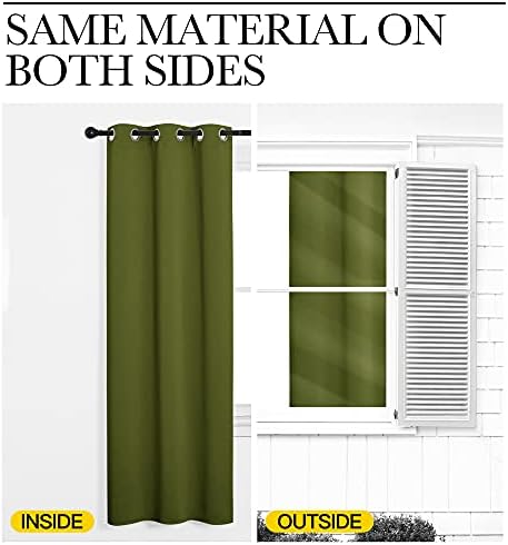 NICETOWN Window Curtain Panels, 1 Pair, 34 by 84-inch, Olive Green - Image 4