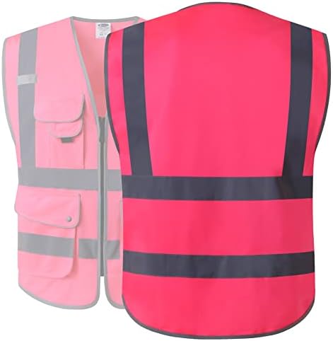 JKSafety Safety Vest for Men Women Reflective Hi Vis JK150 Pink 2XL - Image 5