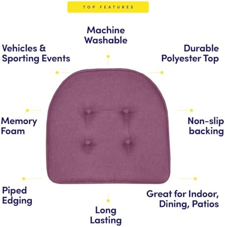 Sweet Home Collection Chair Cushion Memory Foam Pads Tufted Slip Non Skid - Image 5