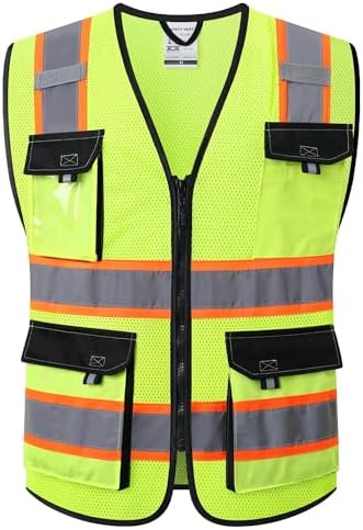 JKSafety Safety Vest for Men Women Hi Vis Reflective Vest JK220 Yellow L by JKSafety