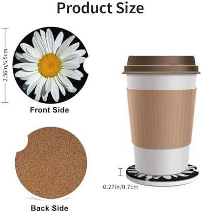 Daisy Flower Car Cup Holder Coasters 2 Pack 2.63" - Image 4