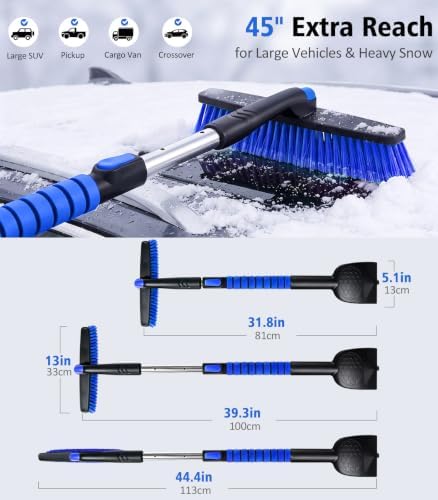45" Car Snow Brush & Ice Scraper, Extendable Snow Removal - Image 6