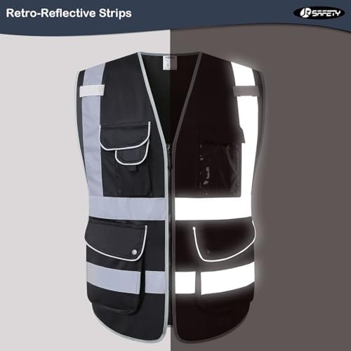 JKSafety Safety Vest for Men Women Reflective Hi Vis JK150 Black 3XL - Image 4