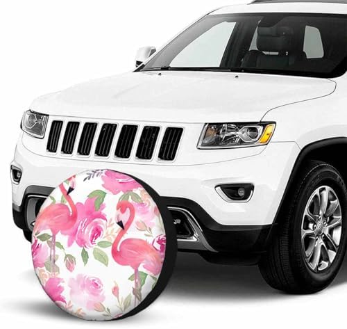 Floral Flamingo Leaves Spare Tire Cover - Image 3